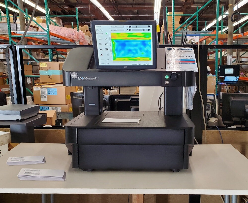 A MailSecur Mail Scanner on a table
